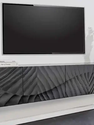 Luxusní závěsná skříňka pod TV z masivu Scorpion Mango černá 200cm Vysoce Kvalitní
