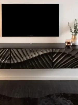Luxusní stolek pod TV z masivu Scorpion Mango černý 160cm Víkendová Akce