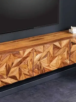 Designová závěsná skříňka pod TV Alpine Sheesham 160cm Nejlepší Cena