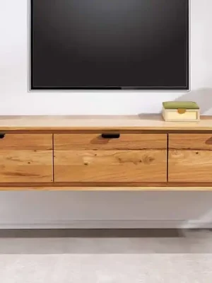 Sezónní Sleva Závěsný TV stolek Holm 160 cm – Masiv akácie / Oblé hrany