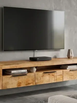 Levný Designový závěsný TV stolek Iron Craft z masivu 160 cm