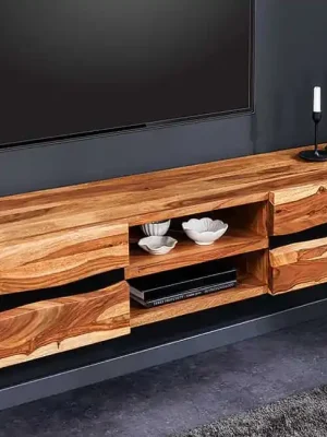 Designová závěsná skříňka pod TV Amazonas Sheesham 160cm Výprodej