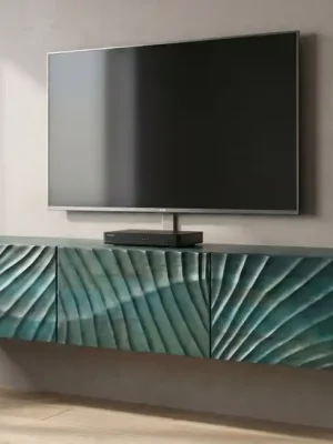 Luxusní závěsný TV stolek Scorpion z mangového masivu tyrkysový 160 cm Pouze Dnes