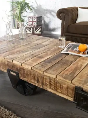 Extravagantní konferenční stolek z masivu Railway Mango 120cm Nízká Cena
