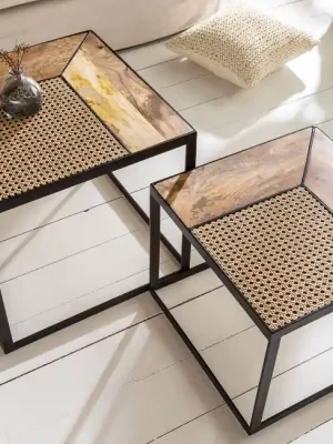 Nejlepší Volba Sada 2 konferenčních stolků Vienna Lounge Mango 50cm