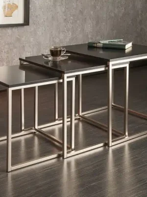 Sada 3 konferenčních stolků New Elements černá 40cm Nízká Cena