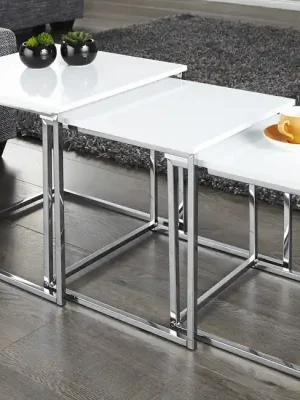 Sada 3 konferenčních stolků New Elements bílá 40cm Nejlepší Cena