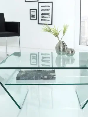 Designový skleněný konferenční stolek Fantome Trapez 70cm Tovární Cena