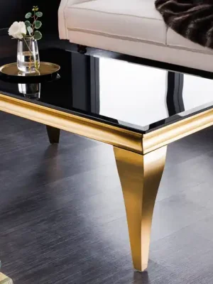 Skleněný konferenční stolek Barock Gold černá zlatá 100cm Tovární Cena