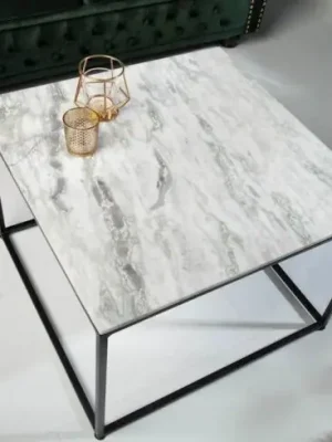 Luxusní konferenční stolek z mramoru Elements bílý 50cm Výprodej