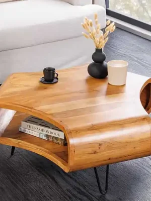 Designový konferenční stolek s úložným prostorem Organic Living akácie 90cm Poslední Šance