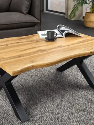 Super Cena Designový konferenční stolek Aspen z MDF v dubovém vzhledu 90cm