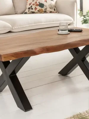 Masivní konferenční stolek Mammut X Akácie honey 110cm 35mm Autentický