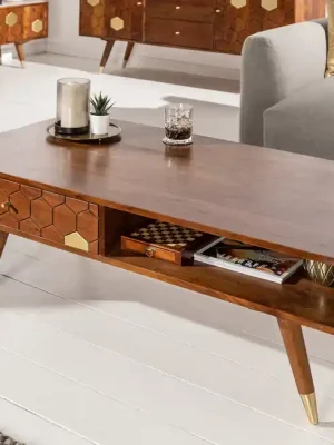 Nejlepší Cena Luxusní konferenční stolek z masivu Mystic Living Akácie 117cm