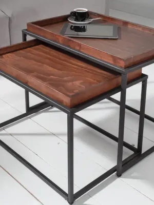 Sada 2 konferenčních stolků s odnímatelnými podnosy Elements Buk 60cm Must-Have