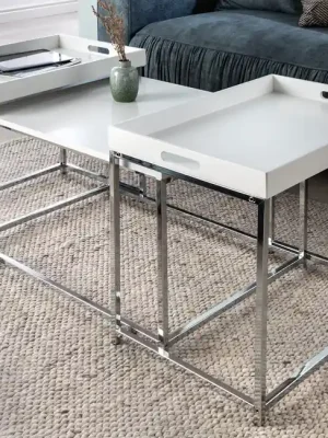 Must-Have Sada 3 konferenčních stolků s odnímatelnými podnosy Elements bílá 75cm