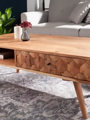 Sleva Luxusní konferenční stolek z masivu Mystic living Akácia přírodní 100cm