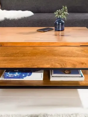 Sezónní Sleva Designový konferenční stolek z masivu Factory mango 80cm