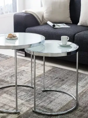 Sada 2 konferenčních stolků Art Deco bílá 50cm Omezená Nabídka