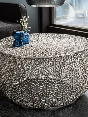 Nízká Cena Extravagantní konferenční stolek Leaf stříbrný 80cm