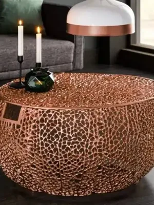 Top Prodej Extravagantní konferenční stolek Leaf s měděnými úchyty 80cm