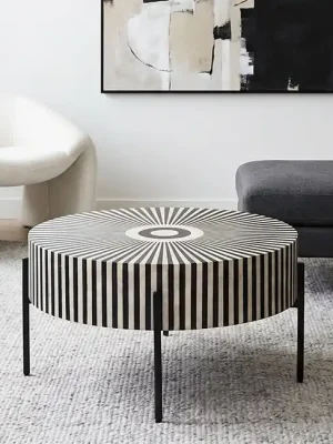 Top Prodej Designový konferenční stolek Monroe s černobílou mozaikou (64 cm)