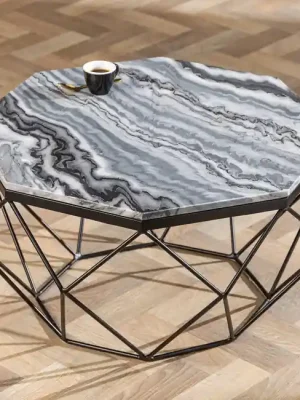 Designový konferenční stolek z mramoru Diamond šedý 70cm Vysoce Kvalitní