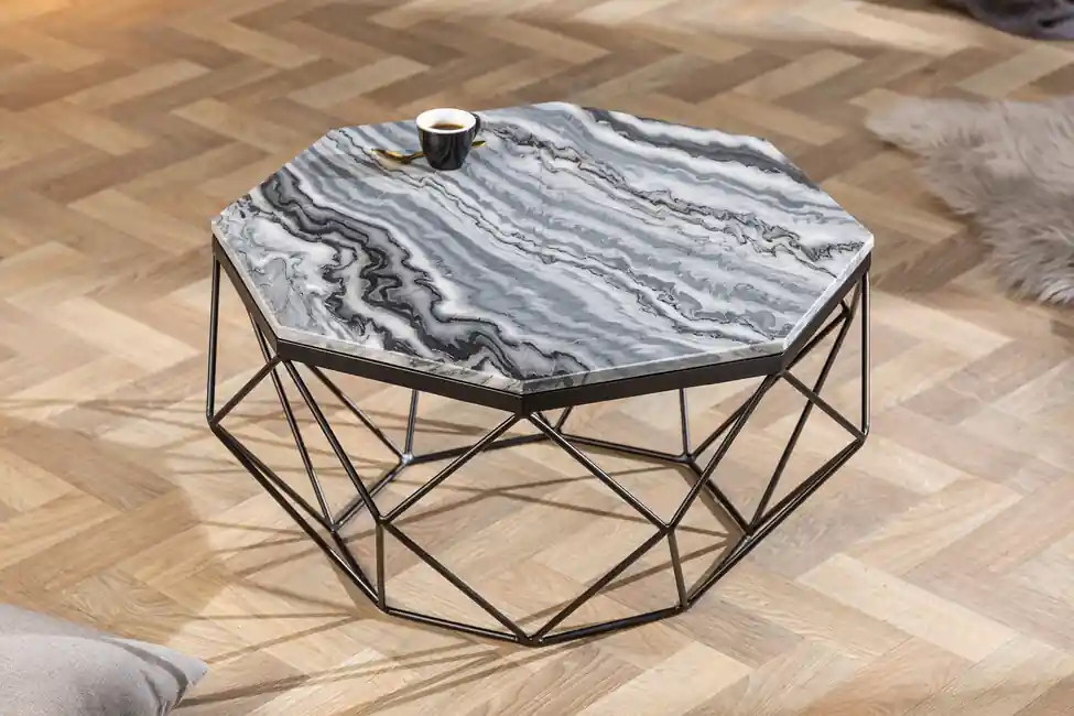 Designový konferenční stolek z mramoru Diamond šedý 70cm Vysoce Kvalitní