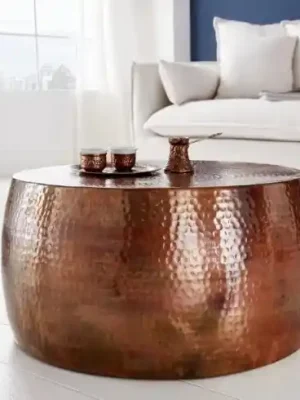 Ručně vyrobený konferenční stolek Orient III flambovaná měď 60cm Vysoce Kvalitní