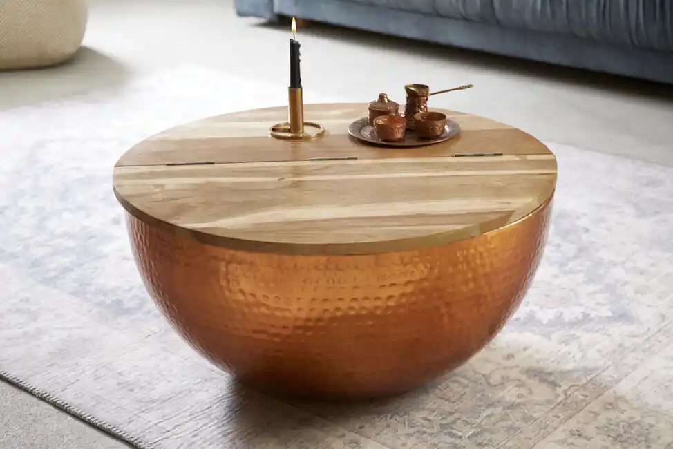 Ihned K Objednání Moderní konferenční stolek s úložným prostorem Orient Storage měděný 60cm