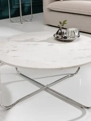 Luxusní konferenční stolek z mramoru Noble bílý 62cm Dokud Zásoby Vydrží