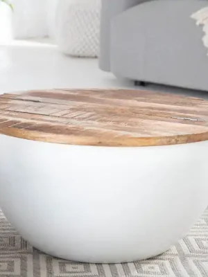 Moderní konferenční stolek z masivu Industrial Storage Mango 70cm Tovární Cena