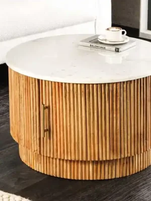 Dřevěný konferenční stolek s mramorovou deskou Pathum mango 60cm Novinka