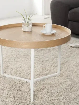 Omezená Nabídka Moderní konferenční stolek s odnímatelným podnosem z masivu Modular Dub bílý 60cm