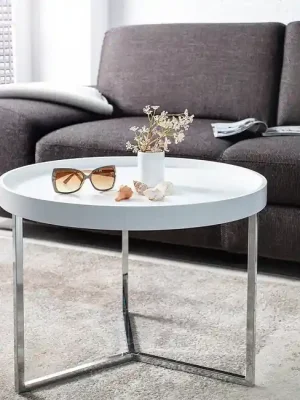 Moderní konferenční stolek s odnímatelným podnosem Modular bílý 60cm Ověřený