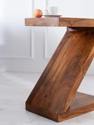 Masivní odkládací stolek ve tvaru písmene Z Sheesham 45cm Vysoce Kvalitní