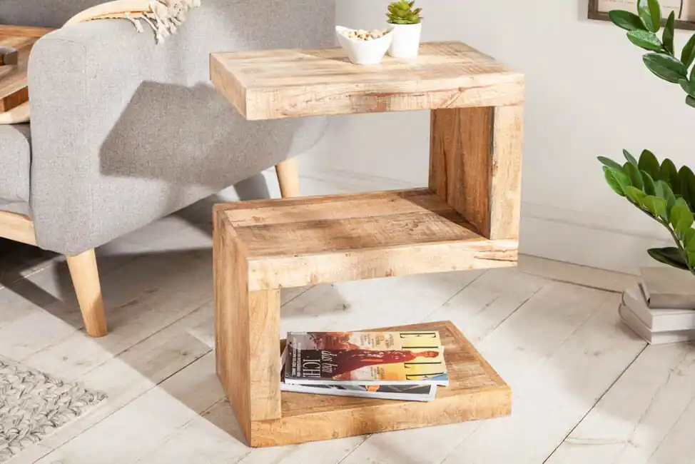 Designový odkládací stolek z masivu S Mango 45cm Nízká Cena