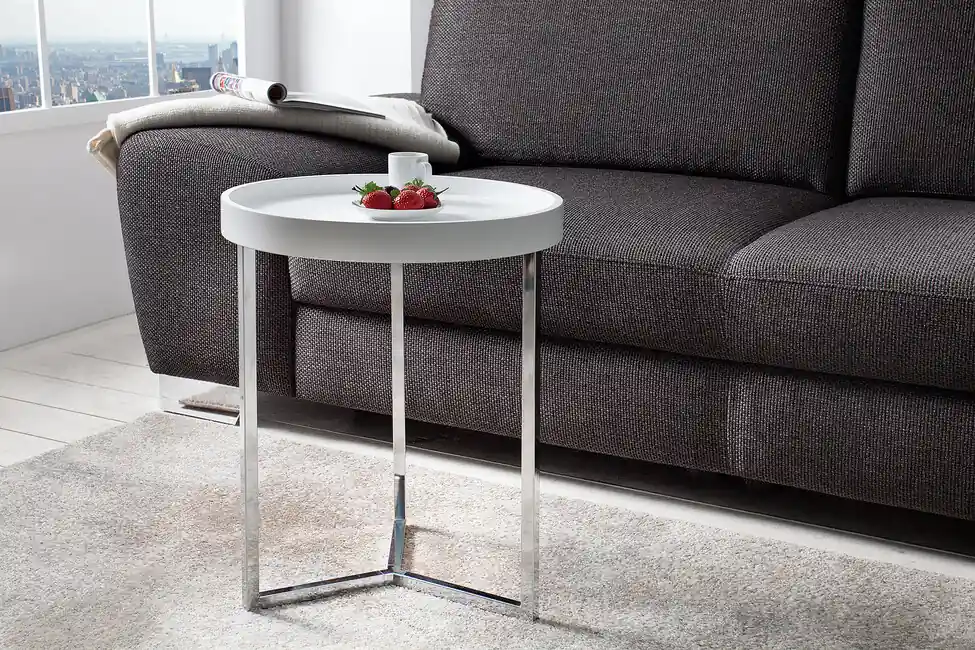 Moderní odkládací stolek s odnímatelným podnosem Modular bílý 40cm Nízká Cena