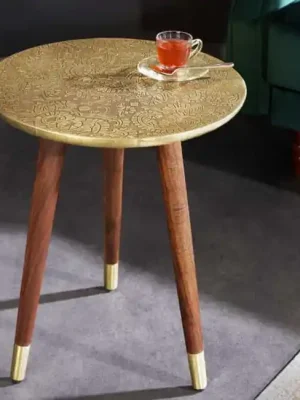 Nová Kolekce Luxusní odkládací stolek z masivu Alcazar Akácie zlatý 40cm