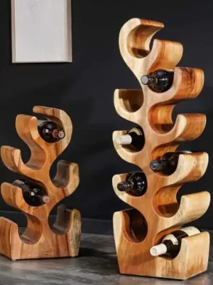 Sezónní Sleva Designový stojan na víno ze suarového dřeva Arte 80cm