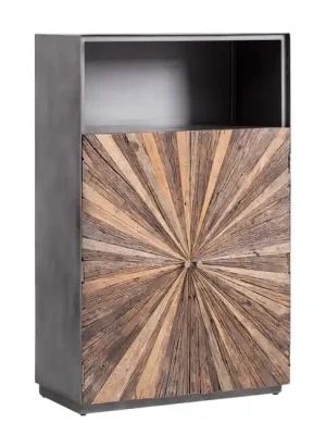 Designová barová skříňka z masivu a kovu Durham Recyklované dřevo 90cm Tovární Cena