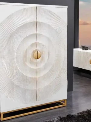 Horká Nabídka Dřevěná barová skříňka Golden Sunset Mango bílá 95cm