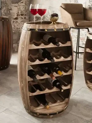 Originální Designový stojan na víno z masivu Bodega jedle natur 80cm