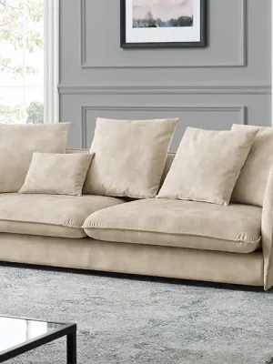 Nejprodávanější Designová 3-místná pohovka Cocooning šampaňská béžová samet 225cm
