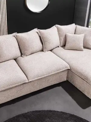 Rohová sedací souprava Heaven šampaňská béžová bouclé 255cm Akční Nabídka