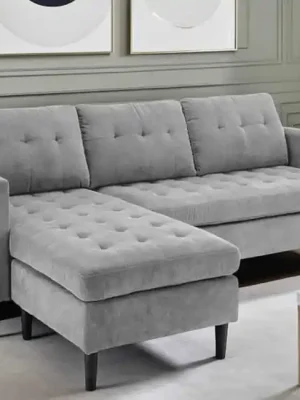 Rohová sedací souprava Stockholm šedá manšestr 220cm Sleva