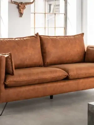 Originální Designová 3-místná pohovka Rocas hnědá mikrovlákno 195cm