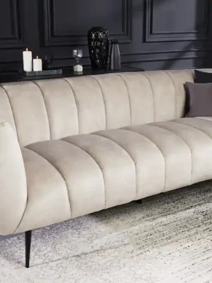Koupit Online Designová 3-místná pohovka Manaris šampaňská samet 225cm