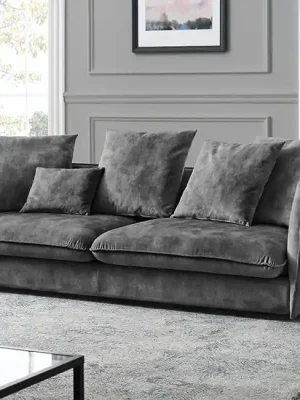 Horká Nabídka Designová 3-místná pohovka Cocooning šedá samet 225cm