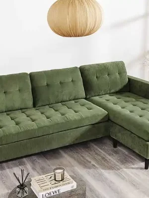 Časově Omezené Rohová sedací souprava Stockholm zelená manšestr 220cm